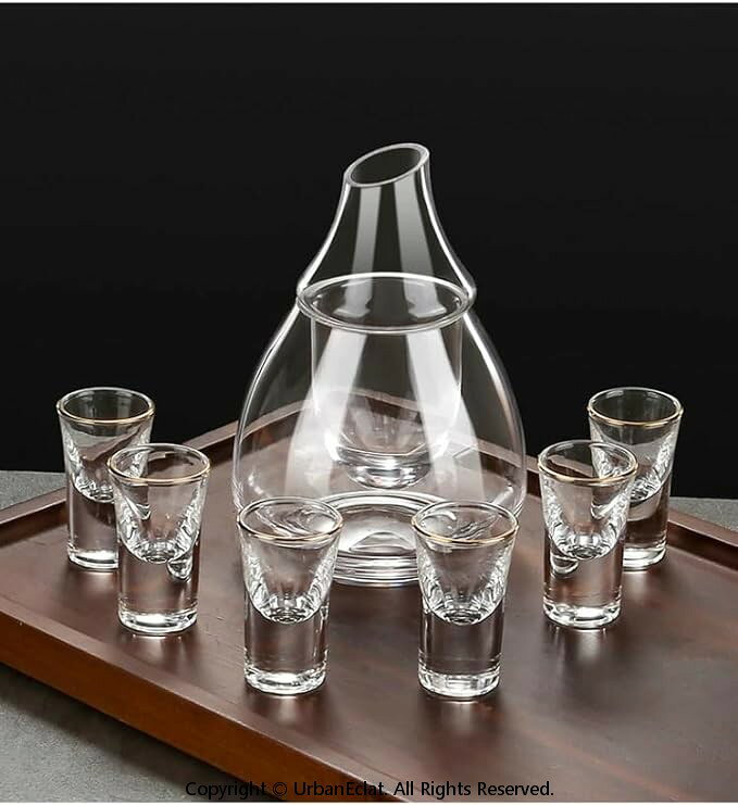 冷酒器 ワインデカンタ 酒杯セット 6個の酒杯付き 徳利セット 和酒徳利セット 酒器...