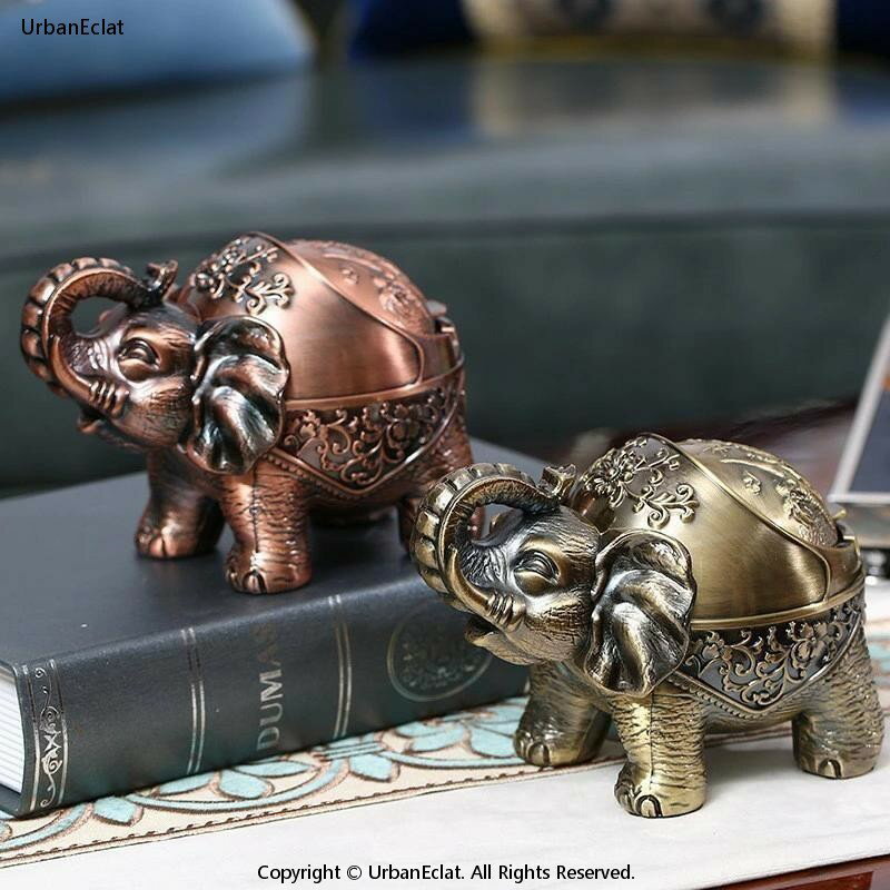 北欧 金属 象 灰皿 蓋付き クリエイティブ? 家庭用 灰皿 個性 潮流? 復古 置物