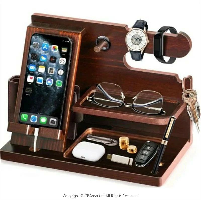 Storage Box - 誕生日プレゼント 男性 父の日プレゼント スマホスタンド 木製 父親誕生日プレゼント スマホ置き ペン立て 誕生日贈り物 メンズ ギフト ガジェット おもしろ 記念日 プレゼント 彼氏 腕時計 スタンド メガネスタンド ペンスタンド デスクオーガナイザー 小物収納