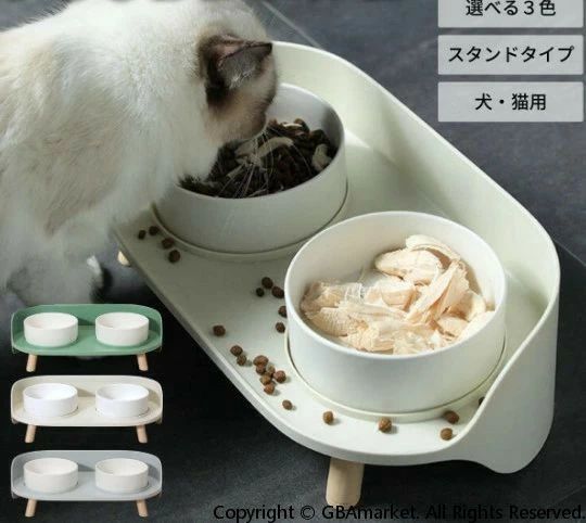 ペット フードボウル スタンドセット 猫 犬 猫用食器 犬用食器 餌入れ 高さのある フードスタンド セラミック製 フードボール 食器 おしゃれ 高級感 かわいい エサ入れ 陶器 ペット用品 犬猫兼用 ドッグフード 水入れ 給水