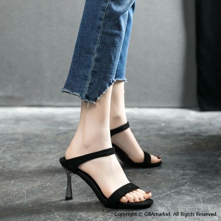 ミドルヒールミュール　8.5cmヒール　レディース 靴 美脚 スエード調 パーティ 5cm ヒール つっかけ 大きいサイズ 小さい 痛くない 歩きやすい 通勤 オフィス きれいめ