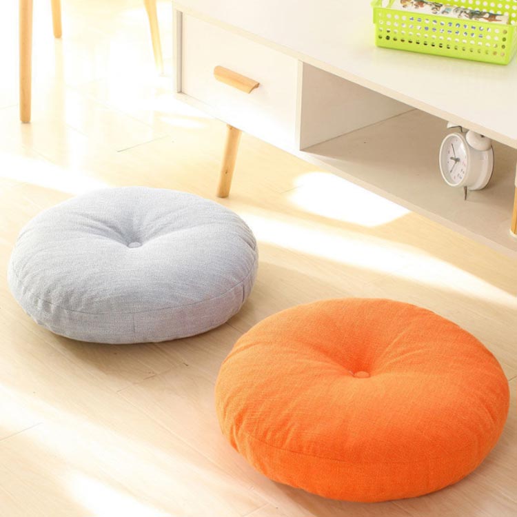 座布団 大判 クッション 椅子用 70×70cm フロアクッション 円形 カバー付き 畳クッション 厚15cm チェアパッド ナチュラル チェアクッション ラウンドクッション おしゃれ 高級感 60×60cm [2]