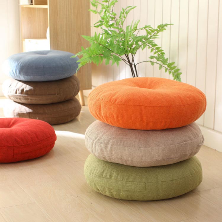 座布団 大判 クッション 椅子用 70×70cm フロアクッション 円形 カバー付き 畳クッション 厚15cm チェアパッド ナチュラル チェアクッション ラウンドクッション おしゃれ 高級感 60×60cm [3]