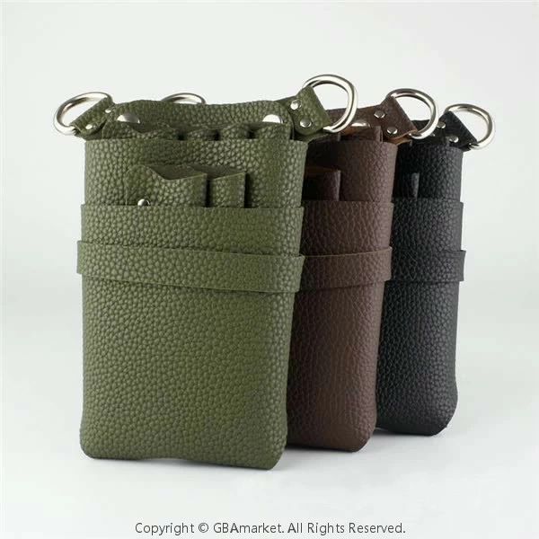 シザーケース シザーバッグ ベルト付き PUレザー 大容量 多機能 軽量 ハサミ6丁挿し 美容師 トリマー ..