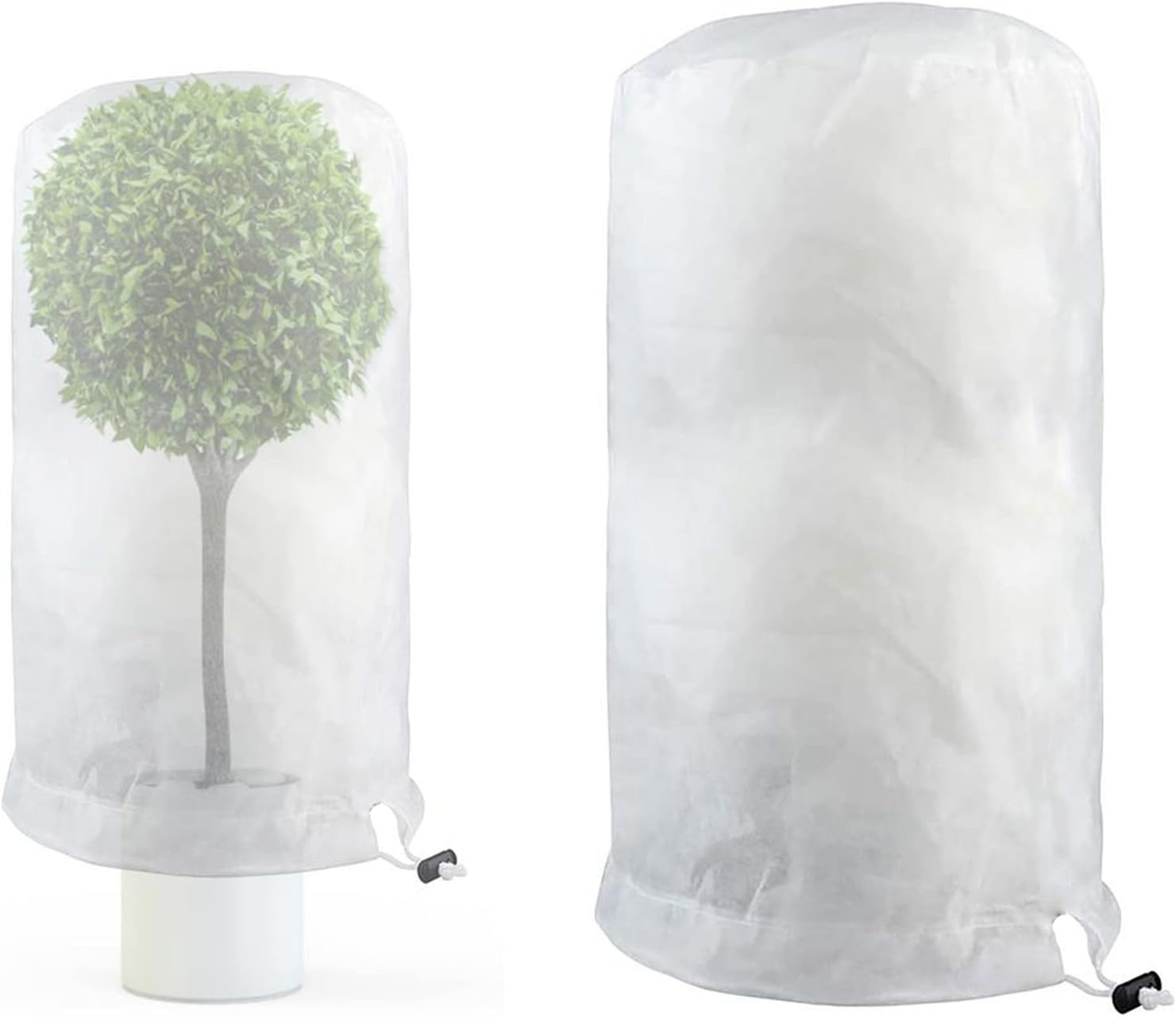 2枚入り 植物保護カバー 植物防寒カバー 防風ネット 防雪ネット 不織布 防虫ネット 巾着式 寒冷紗 冬用..