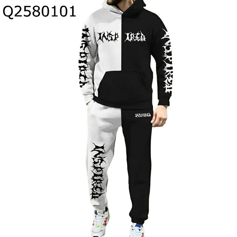 パーカー メンズ スウェット 5XL 上下セット セットアップ 長袖 パッチワーク ジャージ 大きいサイズ フード付き 春秋用 かっこいい ストリート ロングパ...