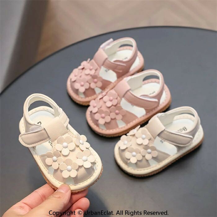 かわ 花 おしゃれ こども 子供 子ども 赤ちゃん サンダル つま先あり つま先保護 ...