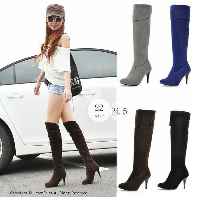 ロングブーツ レディース シューズ ブーツ ニーハイブーツ ニーハイ ルーズ ジョッキー ロングブーツ ..