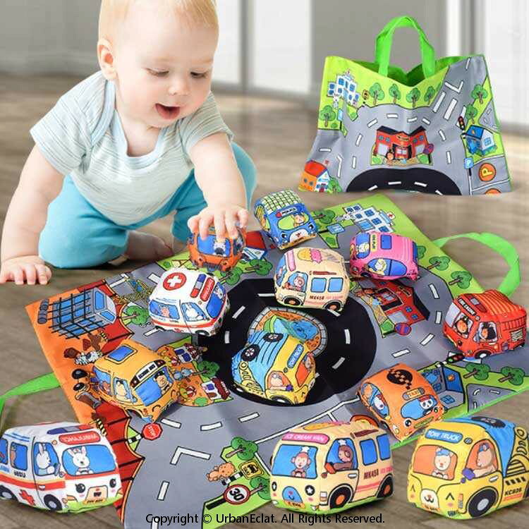 布おもちゃ 知育玩具 プレイマット付き カートイ ソフト 玩具 収納バッグ 男の子 ...