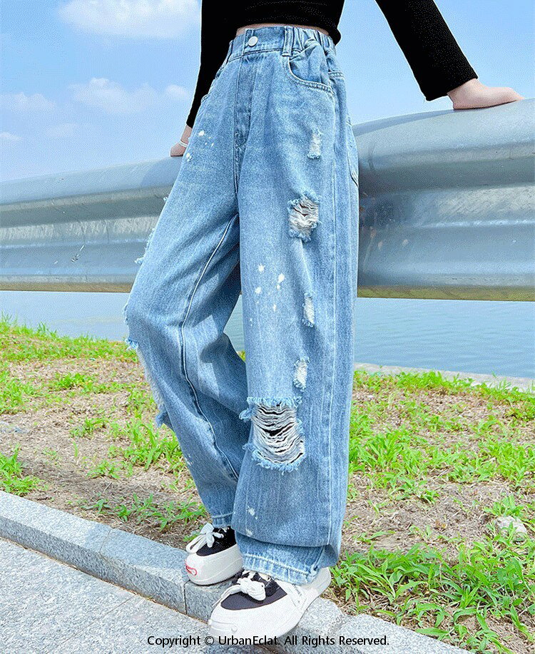 ダメージジーンズ ダメージ 子供 ダメージデニムパンツ 子供服 ジーンズ ジーンズ 学生 女の子 キッズ服 おしゃれ 韓国子ども服 urbaneclat-10015652 UrbanEclat サンプル画像3