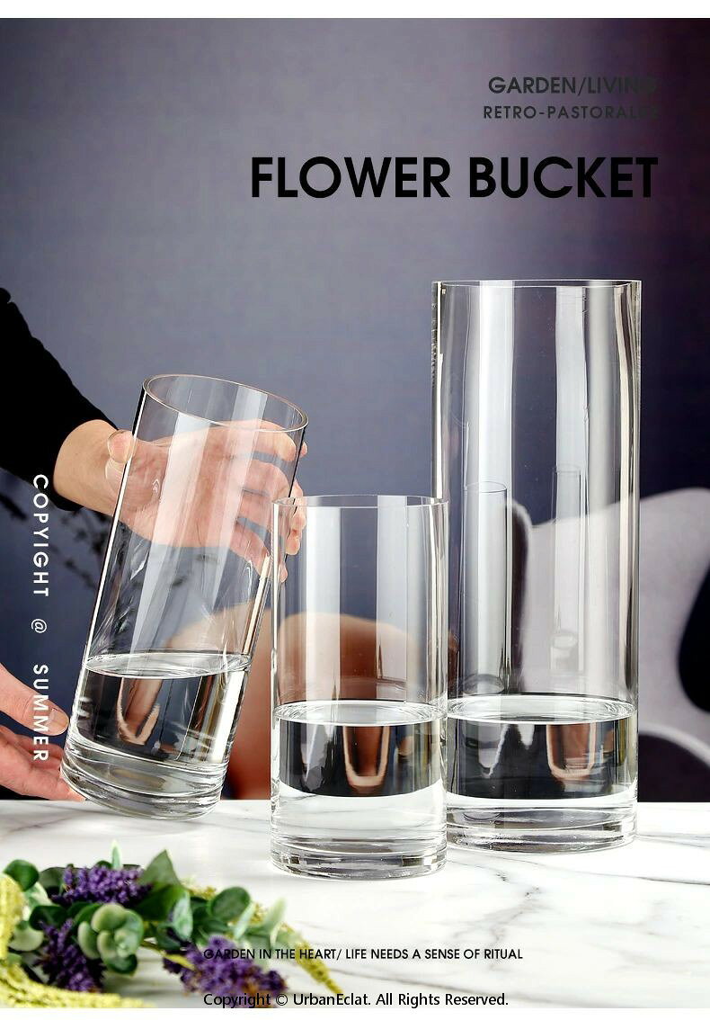 スリム ガラス クリア フェイク かびん 花びん 花瓶 ベース プレゼント シンプル 円柱 グリーン 強度 小さい 割れない おしゃれ プリザーブドフラワー ギフト ドライフラワー 花器 インテリア 造花 透明 フラワーベース デザイン 一輪挿し [3]
