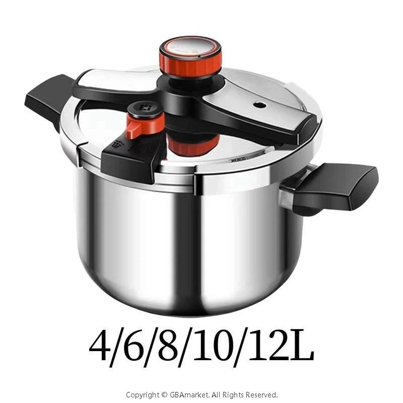 高性能調理器具 ステンレス製圧力鍋 家庭用キッチン用品 4L: ポット外径22cm/8.66インチ、ポット内径20cm/7.87インチ 6L 8L 10L 12L