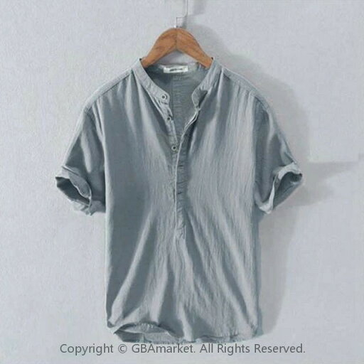 Tシャツ 綿麻 半袖Tシャツ 半袖Tシャツ ヘンリーネック トップス メンズ リネンTシャツ Tシャツ カットソー カジュアル 大きいサイズ 薄手 通気性 シンプル 無地 カジュアル