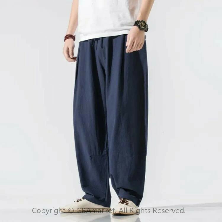 ワイドパンツ ズボン サルエルパンツ 夏服 秋 袴パンツ バギーパンツ ゆったり ビッグシルエット 麻 夏 送料無料 ズボン 春 リネン メンズ ギフト 普段着 男性 ズボン ゆったり ストレート 父の日
