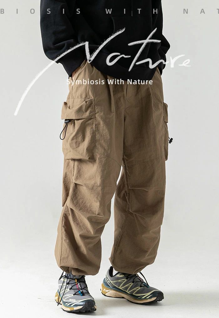 カーゴパンツ メンズ 夏 接触冷感 カーゴパンツ メンズ 涼しい ズボン 夏服 冷感 アイスシルク ワイドパンツ 撥水 アウトドア ワークパンツ リラックスパンツ 無地 大きいサイズ ゆったり 調整紐 ロング丈 ボトムス 男女兼用 春 夏 秋