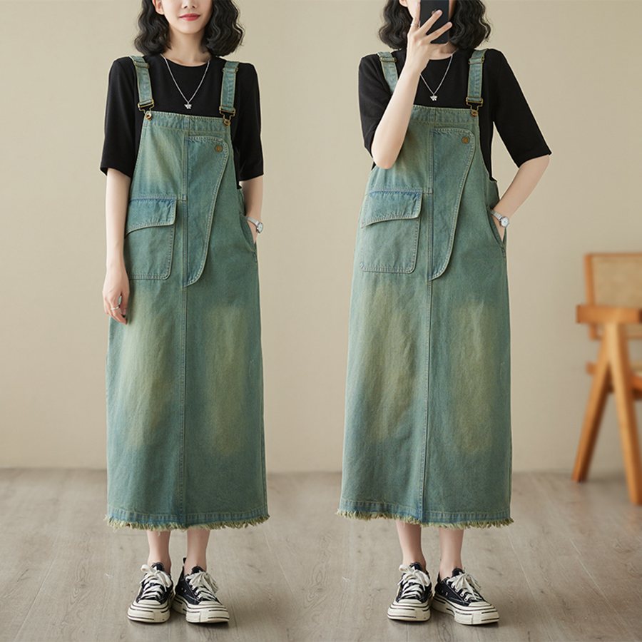 デニム ジャンパースカート 夏 ワンピース ロング 大人 デニムサロペットスカート レディース ジャンスカ 春 夏 キャミワンピ パーカー 切替え オーバーオール オールインワン カジュアル 大きいサイズ デニムスカート 体型カバー ゆったり 上品 大人 羽織 きれいめ
