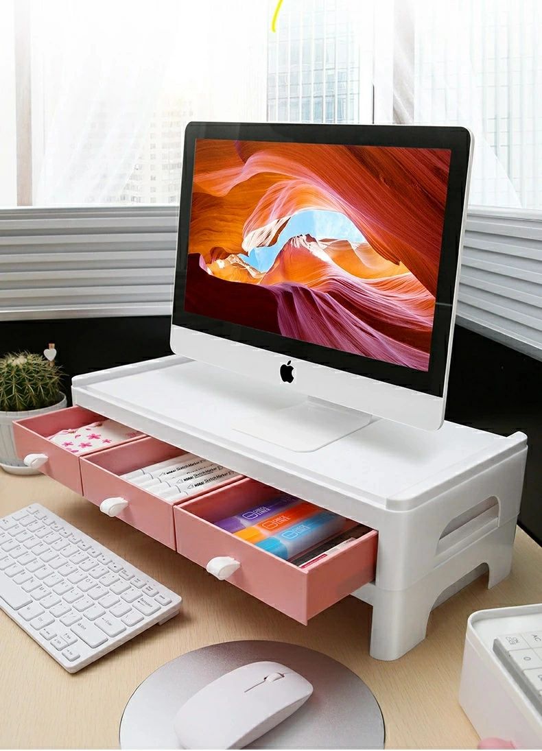 デスクトップ収納ボックスネックガードパソコンディスプレイ画面棚台を高くしたデスクトップノートパソ..