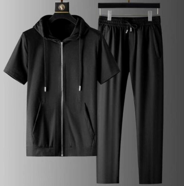 セットアップ メンズ 吸汗速乾 上下セット 薄手 ジャージ上下 スポーツウエア 半袖パーカー 長ズボン ジップアップ 運動着 夏 ロングパンツ ゆったり 大きいサイズ フード付き 無地 スポーツ アウトドア 夏服 カジュアル おしゃれ 春服 夏 2点セット