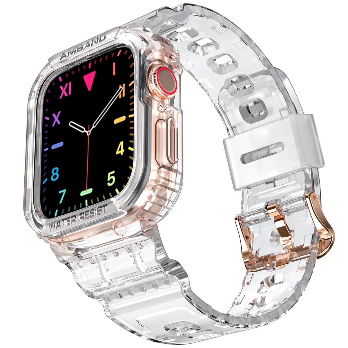 amBand(アムバンド) Apple Watch用クリアバンド 40mm 38mm ケース付き レディース キュートガール クリスタルクリア ゼリー保護ケース バンド付き Apple Series 3 Watch Band iWatch 6 5 4 3