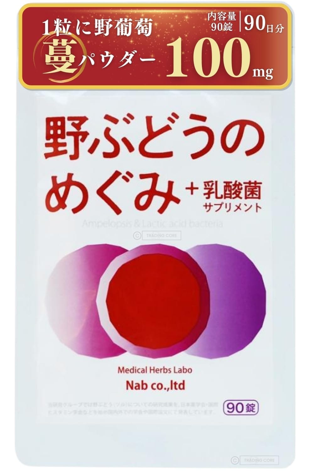 野ぶどうのめぐみ＋乳酸菌 サプリメント・90錠