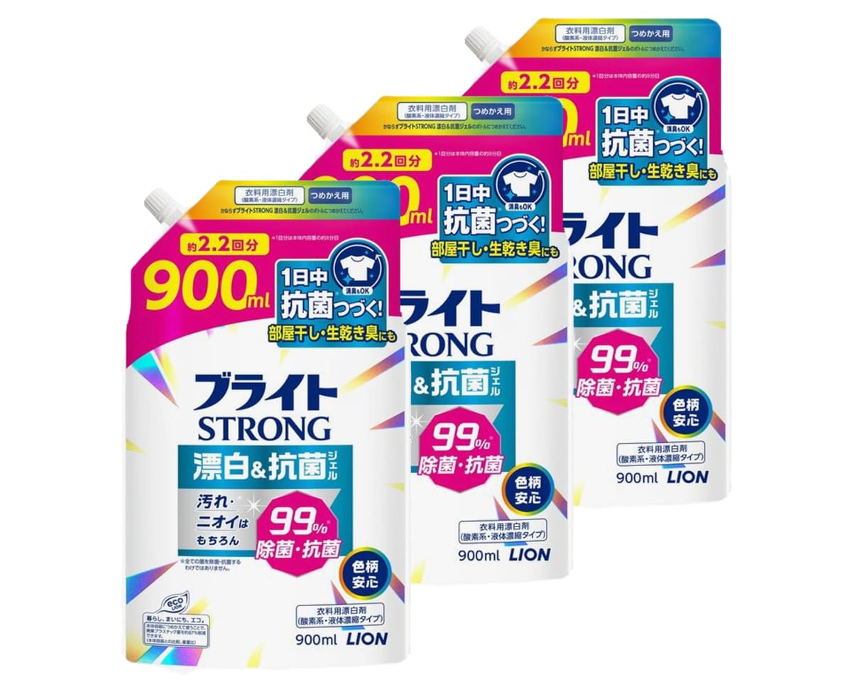 【まとめ買い 大容量】 トップ ブライトストロング 衣類用漂白剤 ブライトSTRONG 詰め替え 900ml ×3袋セット