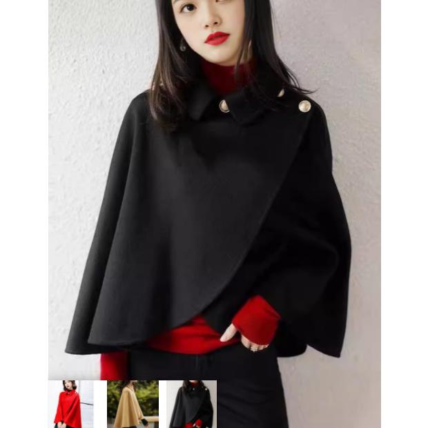 コートケープミディアム丈マントコートコートポンチョ大きめアウターレディースゆったり体型カバー黒おしゃれ