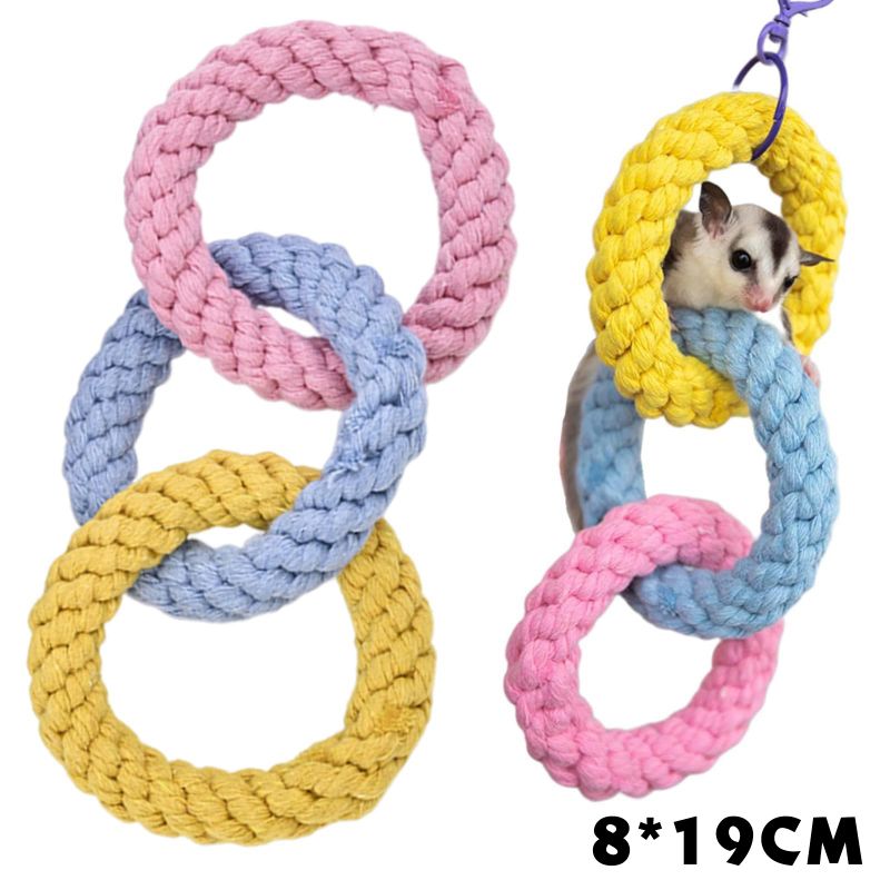 【楽天スーパーセール】モモンガ おもちゃ フクロモモンガ 遊び場 小動物 リング ペット用品 フェレット カラフル ロープ 輪っか ぶら下がる 止まり木 リス 文鳥 ブランコ 吊り下げ 水洗い 遊べる ペット 噛むおもちゃ 攀じ登る訓練 遊ぶ オウムおも