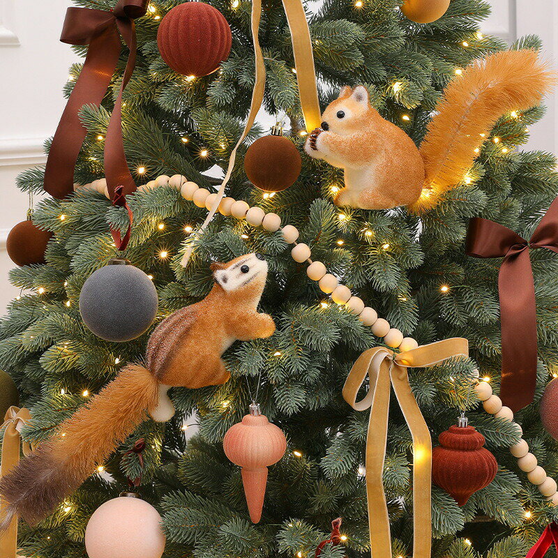 リス クリスマス ツリー オーナメント 飾り ギフト ぬいぐるみ かわ...(3)