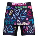 【 大きめサイズ 約34~43インチ 】ボクサーパンツ B+BETONES ビープラス ビトーンズ B+TRAVELING トラベリング 旅行 ボクサー アンダーウェア 下着 ナイトウェア インナー メンズ フリーサイズ ペアパンツ お揃い 速乾 伸縮 プリント シームレス かわいい おしゃれ アーベン