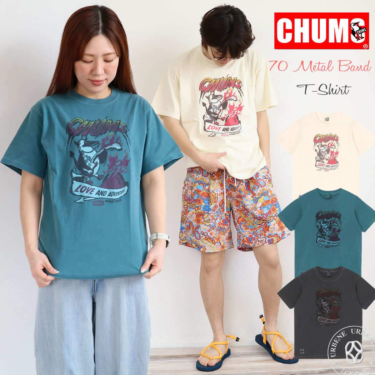 【28%OFFセール】CHUMS チャムス Tシャツ 半袖Tシャツ 70年代 メタルバンド Tシャツ ( ch01-2533 ) 70 Metal Band T...