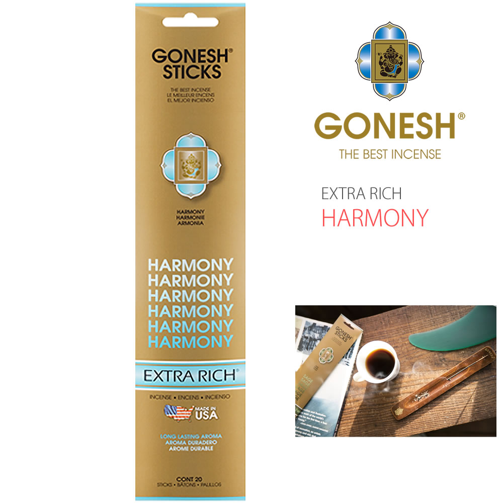 【HARMONY】GONESH インセンススティック エクストラリッチシリーズ お香 20本入り ガーネッシュ ( GOXRHA ) ハーモニー バンブー エアーフレッシュナー フレグランス 芳香剤 ルームフレグランス EXTRA RICH アメリカ製 おしゃれ アーベン