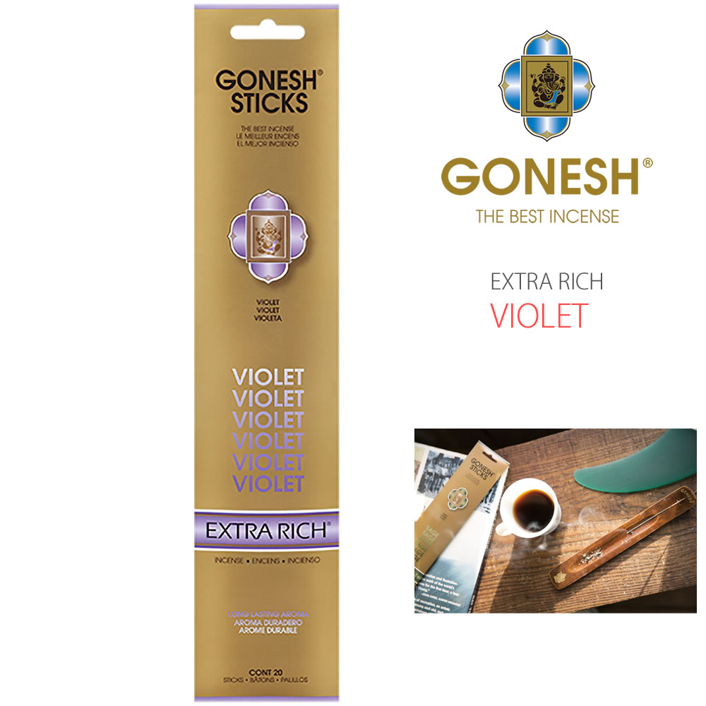 【VIOLET】GONESH インセンススティック エクストラリッチシリーズ お香 20本入り ガーネッシュ ( GOXRVT ) すみれ バイオレット フローラル バンブー エアーフレッシュナー フレグランス 芳香剤 ルームフレグランス EXTRA RICH アメリカ製 おしゃれ アーベン