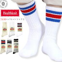 【3足組】Healthknit ヘルスニット クルーソックス 3P フルパイル 靴下 メンズ ハイカットソックス (シンカーライン&配色3本ライン) ロングソッ...