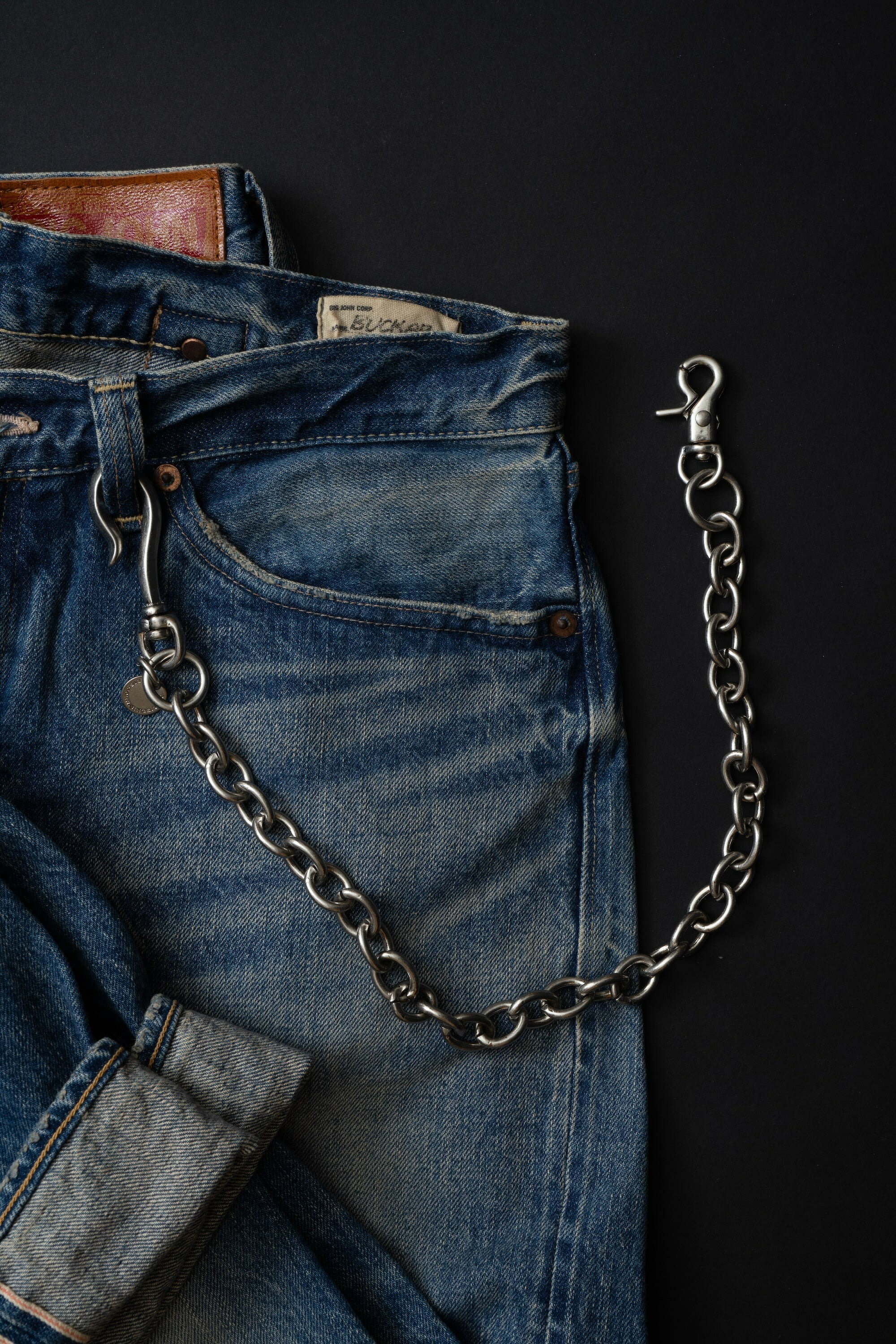 【 ロングタイプ 】ビッグジョン 真鍮 シルバー マットブラック ウォレットチェーン ロング BIG JOHN ( VWC01 ) 財布用コード チェーン BRASS アメカジ アクセサリー 経年変化 BIGJOHN 定番 日本製 札入れ 小銭入れ レディース メンズ おしゃれ アーベン 普段使い 実用的