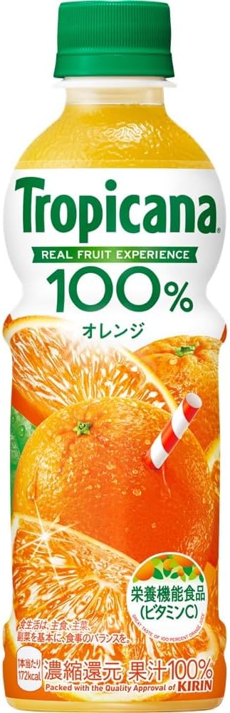 サイズ：330ミリリットル (x 24)◆商品名：キ リ ン トロピカーナ 100%オレンジ PET(330ml×24本)原材料:オレンジ(バレンシア)/ビ タ ミ ン C、香料内容量:330mlカロリー:169kcal商品サイズ(高さx奥行x幅):370mm×245mm×190mmビ タ ミ ン C入り(栄 養 機 能 食 品)果実のチカラで“おいしく健康に”果実のおいしさと栄養が摂れる100%オレンジジュースオレンジの中でも最も甘みの強い品種バレンシアオレンジのみ使用。ビ タ ミ ン Cたっぷり(栄 養 機 能 食 品)そのまま冷 凍 庫に入れて凍らせてもおいしい。忙しい朝や、持って出かけて手軽に元気サポート!