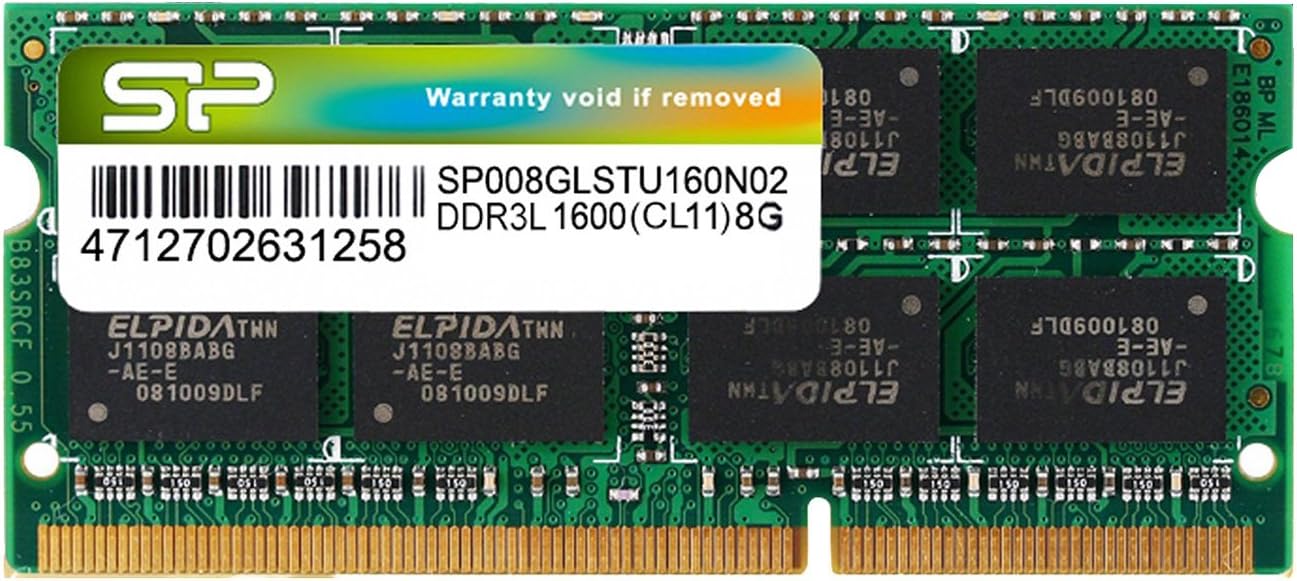 シリコンパワー ノートPC用メモリ 1.35V (低電圧) DDR3L 1600 PC3L-12800 8GB×1枚 204Pin Mac 対応 SP008GLSTU160N02