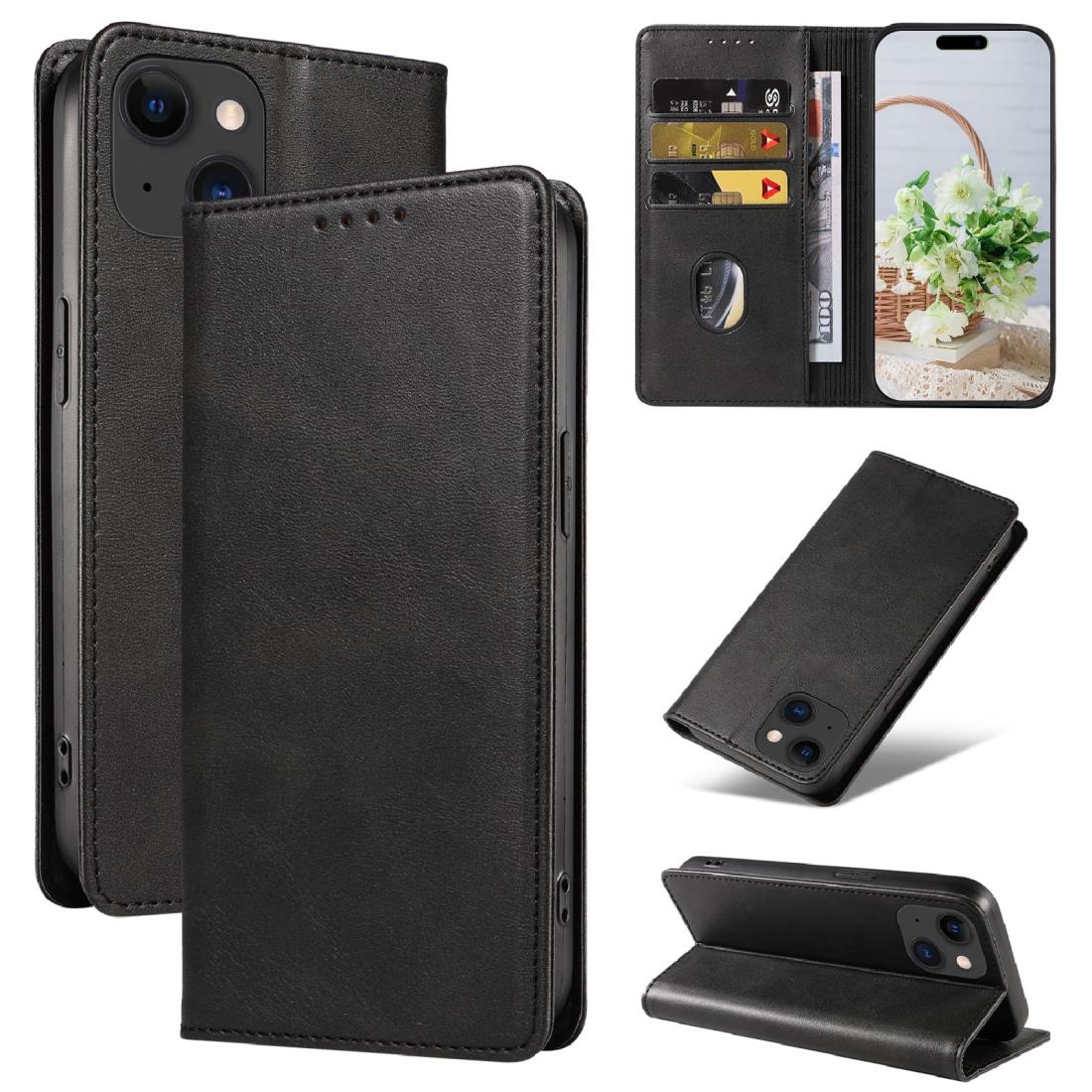 I P h o n e15 ケース いPhone15 ケース アイフォン15 ケース スマホケース 手帳型 携帯カ バ ー レザー 耐衝撃 軽量 着脱しやすい 放熱性 マグネット式 カード収納 スタンド機能ケース15 対応 360度保護 PinLiSheng (I P h o n e15, ブラック)