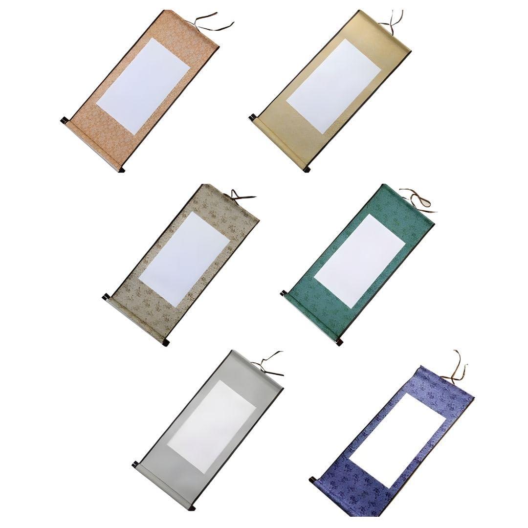 TK.Felly 掛け軸 無地 6色セット 白紙の掛け軸 書道 日本画 書初め 水墨画 巻物 展示 飾り 展覧会 白抜き掛軸