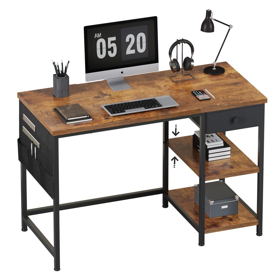 YeTom デスク パソコンデスク 机 pcデスク ?子 幅120cm computer desk ワークデスク 左右入替可 引き出..