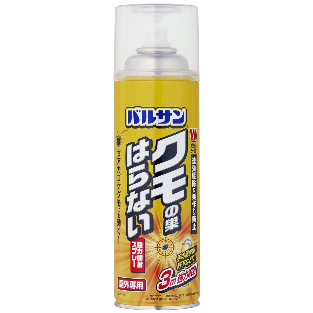 バルサン クモの巣 はらない 強力噴射 ス プ レ ー 450mL / 速攻駆除 + 巣作り防止6カ月間持続 / 3m強力噴射 / 耐光 ・ 耐水 ・ 残効成分/セアカゴケグモ