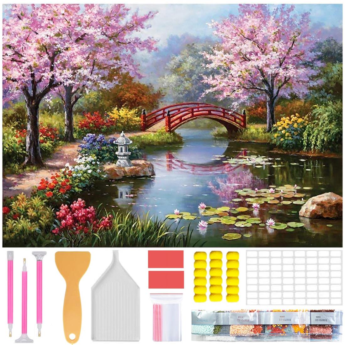 Amyaker ダイヤモンドアート キット ダイアモンドビーズ絵画キット DIY 手作り絵画 モザイクアート 5D モザイクアート ダイヤモンド塗装 全面貼り付けタイプ 30x40cm 春の風景