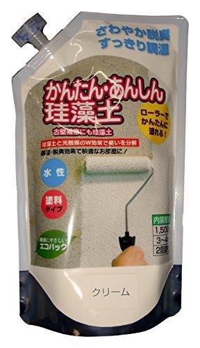 【マラソンエントリーでポイント10倍】フジワラ化学 内装調湿性仕上塗材 かんたんあんしん珪 藻土 クリーム 1.5kg