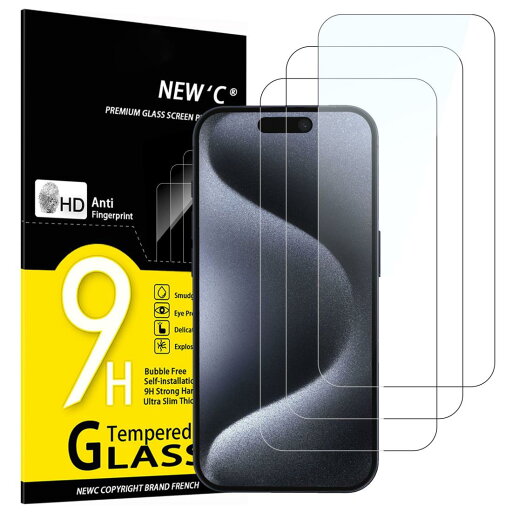NEW’C 3枚 ガラスフィルム I P h o n e 15 Pro Max 用/I P h o n e 15 Plus 用/I P h o n e 16 Plus 用 (6.7 インチ) 強化ガラス液晶保護フィルム 浮きなし、超耐久9H硬度、気泡なし NEW’C 3枚 ガラスフィルム I P h o n e 15 Pro Max 用/I P h o n e 15 Plus 用/I P h o n e 16 Plus 用 (6.7 インチ) 強化ガラス液晶保護フィルム 浮きなし、超耐久9H硬度、気泡なし