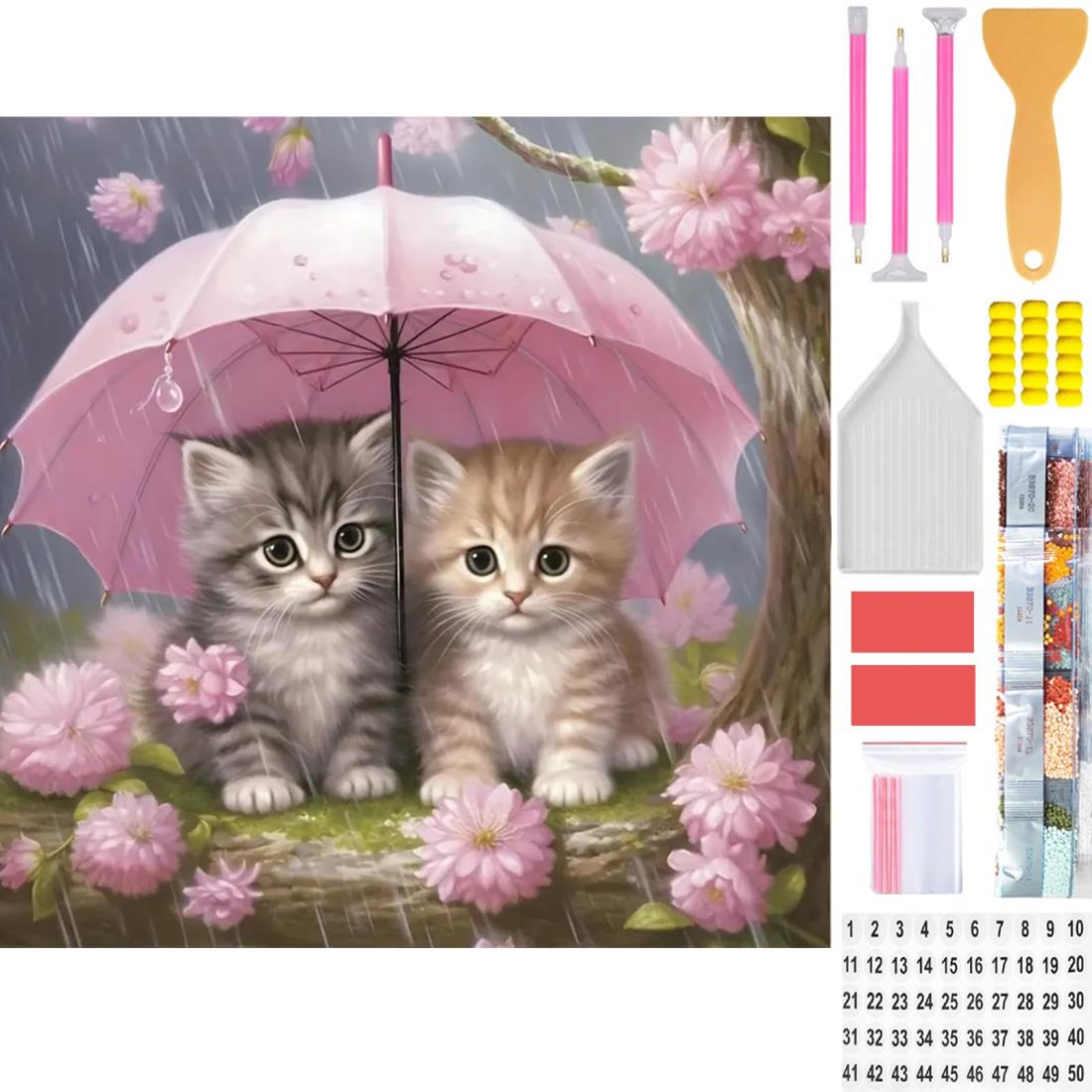 Amyaker ダイヤモンドアート キット 四角いビーズ 全面 ダイアモンドビーズ絵画キット 日本語キャンバス DIY 手作り絵画 手芸キット モザイクアート 5D モザイクアート ダイヤモンド塗装 全面貼り付けタイプ 30x30cm ねこ