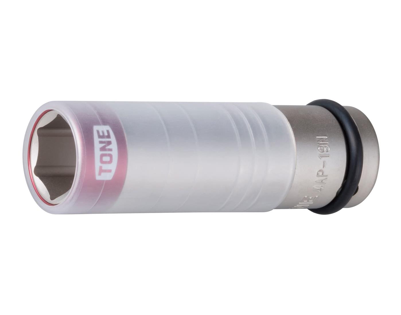 トネ(TONE) プロテクター付インパクト用薄形ホイルナットソケット 4AP-19N 差込角12.7mm(1/2”) レッド 二面幅19mm