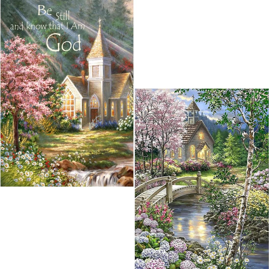 2個 ダイヤモンドアート キット BetterJonny 5D ダイアモンドビーズ絵画キット DIY 手作り絵画 ダイヤモンドペインテダイヤモンド塗装 春の風景 手芸キット 全面貼り付けタイプ 初心者 大人 子供 30x40cm…