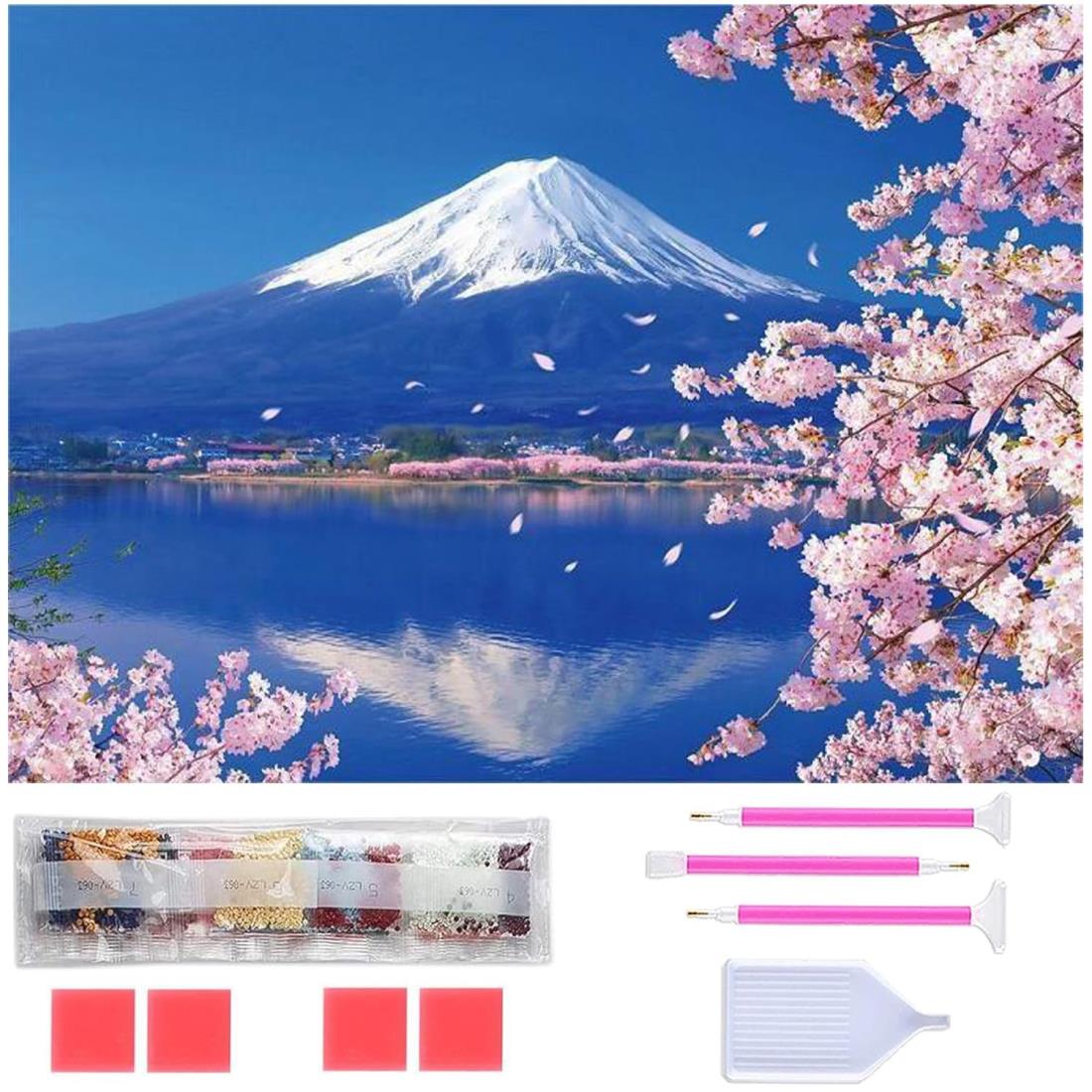 サイズ：30x40cm◆商品名：ダイヤモンドアート Rinimie ダイヤモンドアート キット 桜 富士山 ダイアモンドビーズ絵画キット 5Dモザイクアート DIY 手作り絵画手芸キット ダイヤモンド塗装 全面貼り付けタイプ 芸術品 家用装...