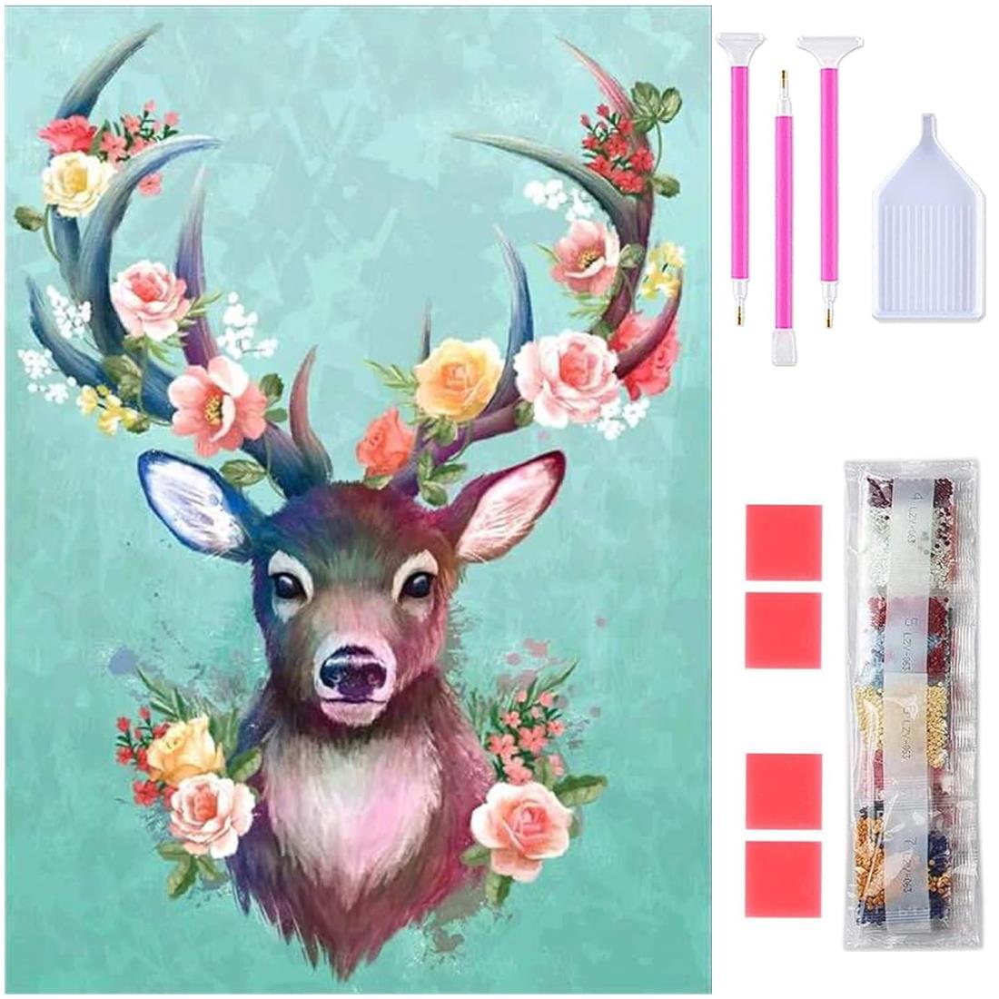 ダイヤモンドアート Rinimie ダイヤモンドアート キット 鹿 ダイアモンドビーズ絵画キット 5Dモザイクアート DIY 手作り絵画手芸キット ダイヤモンド塗装 全面貼り付けタイプ 芸術品 家用装飾 30x40cm（鹿）