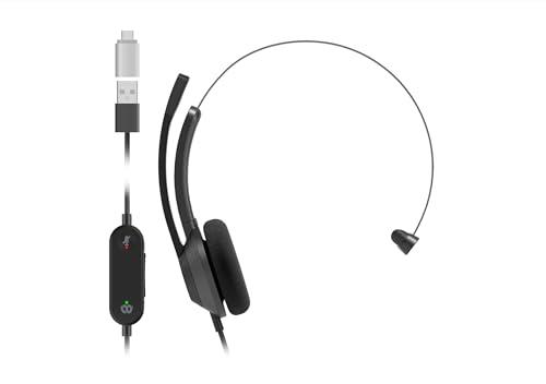 シスコシステムズ (Cisco) ヘッドセット 321 片耳タイプ ノイズキャンセリング 音声調整 長時間快適エルゴノミクスデザイン 有線 USBケーブル Type-A Type-C接続 オン ライン会議/コールセンター/リモートワーク