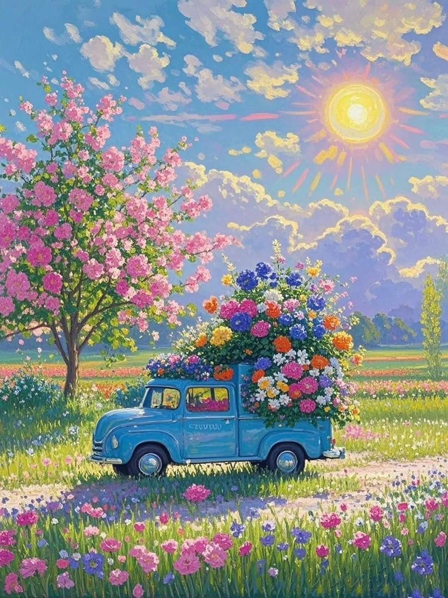 Yiens ダイヤモンドアートビーズ絵画キット DIY 手作り絵画 手芸キット 5D モザイクアート ダイヤモンド塗装 全面貼り付けタイプ 30x40cm (夏の日差し)